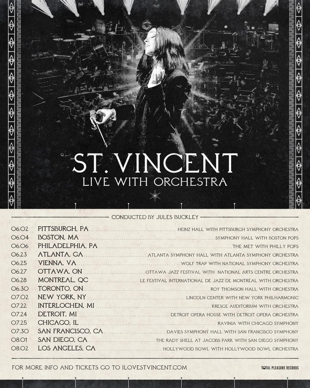 St. Vincent Live with Orchestra Tour Poster 2026